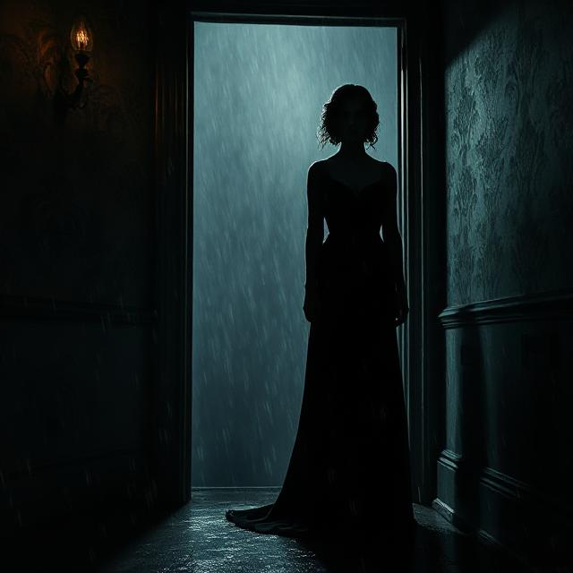 Female serial killer Victorian era woman silhouette mysterious doorway
